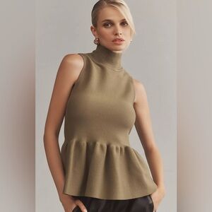 Anthropologie sleeveless mock neck turtleneck peplum sweater
